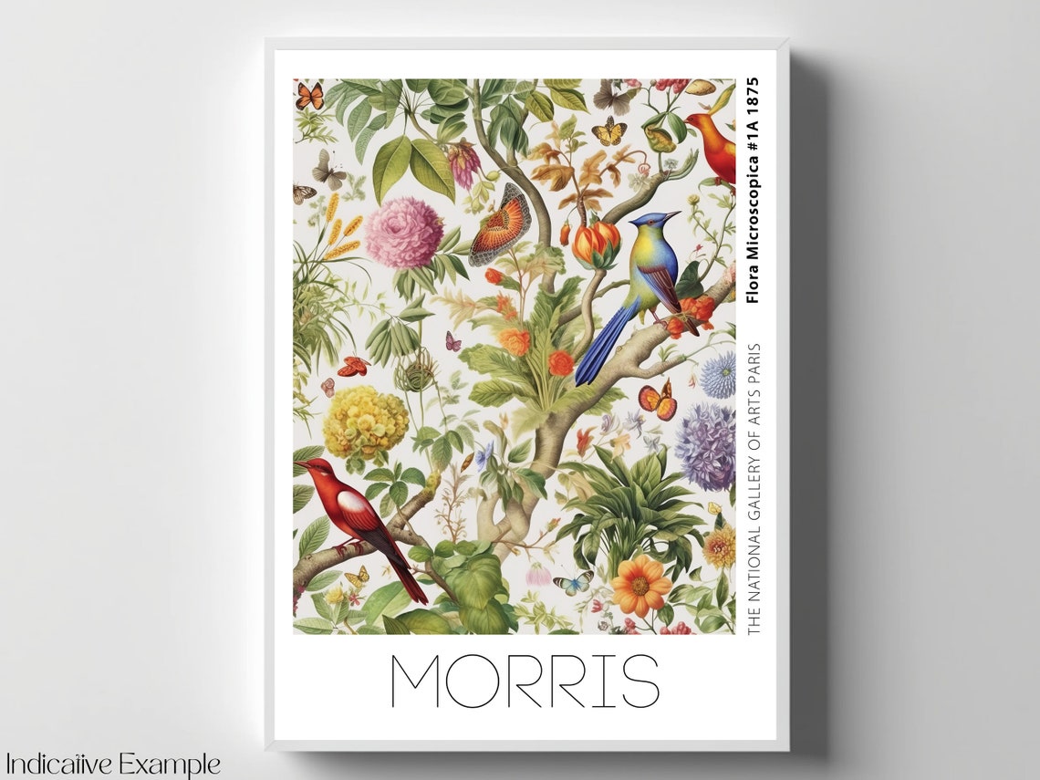 William Morris Flora Microscopica 1875 Bird Botanical Art Poster - Image 4