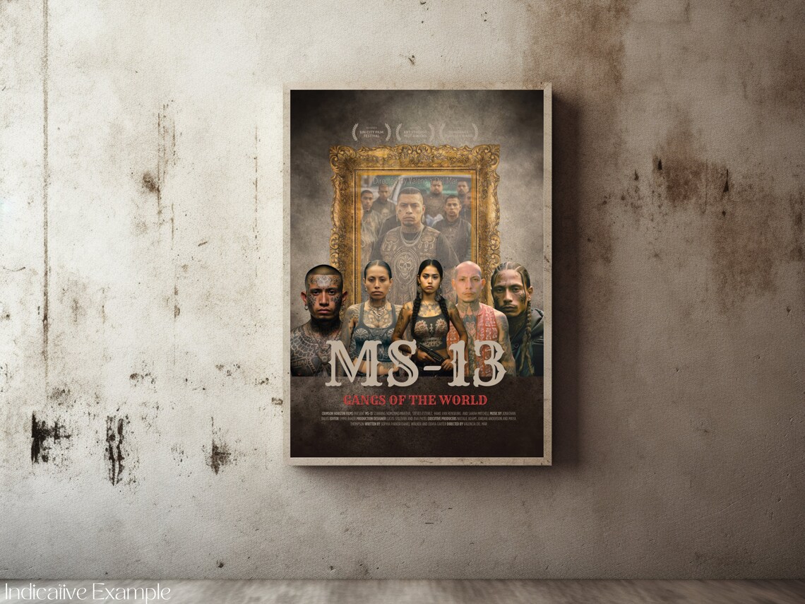 MS-13 Gangs of the World Tattooed Crew Movie Style Art Poster - Image 2