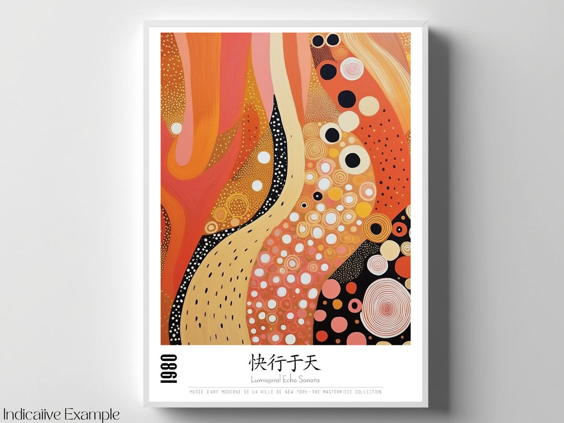 Lumispiral Echo Sonata 1980 Orange Dot Flow Abstract Art Poster - Image 4
