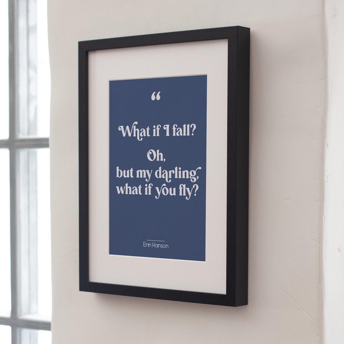 Erin Hanson What If You Fly Poem Quote Navy Minimalist Wall Art Poster - Image 4