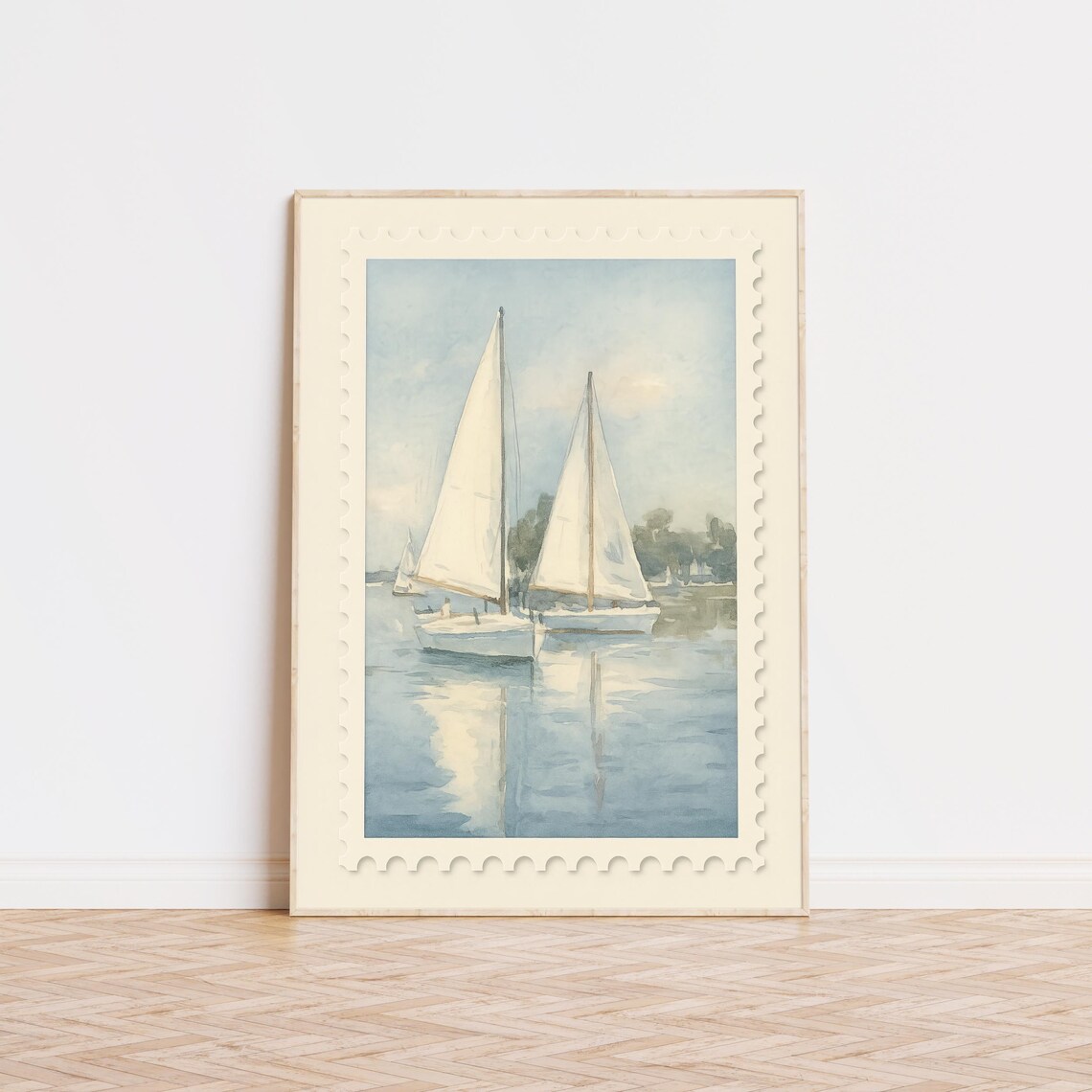 Surfing Stamp Poster, Coastal Retro Travel Art