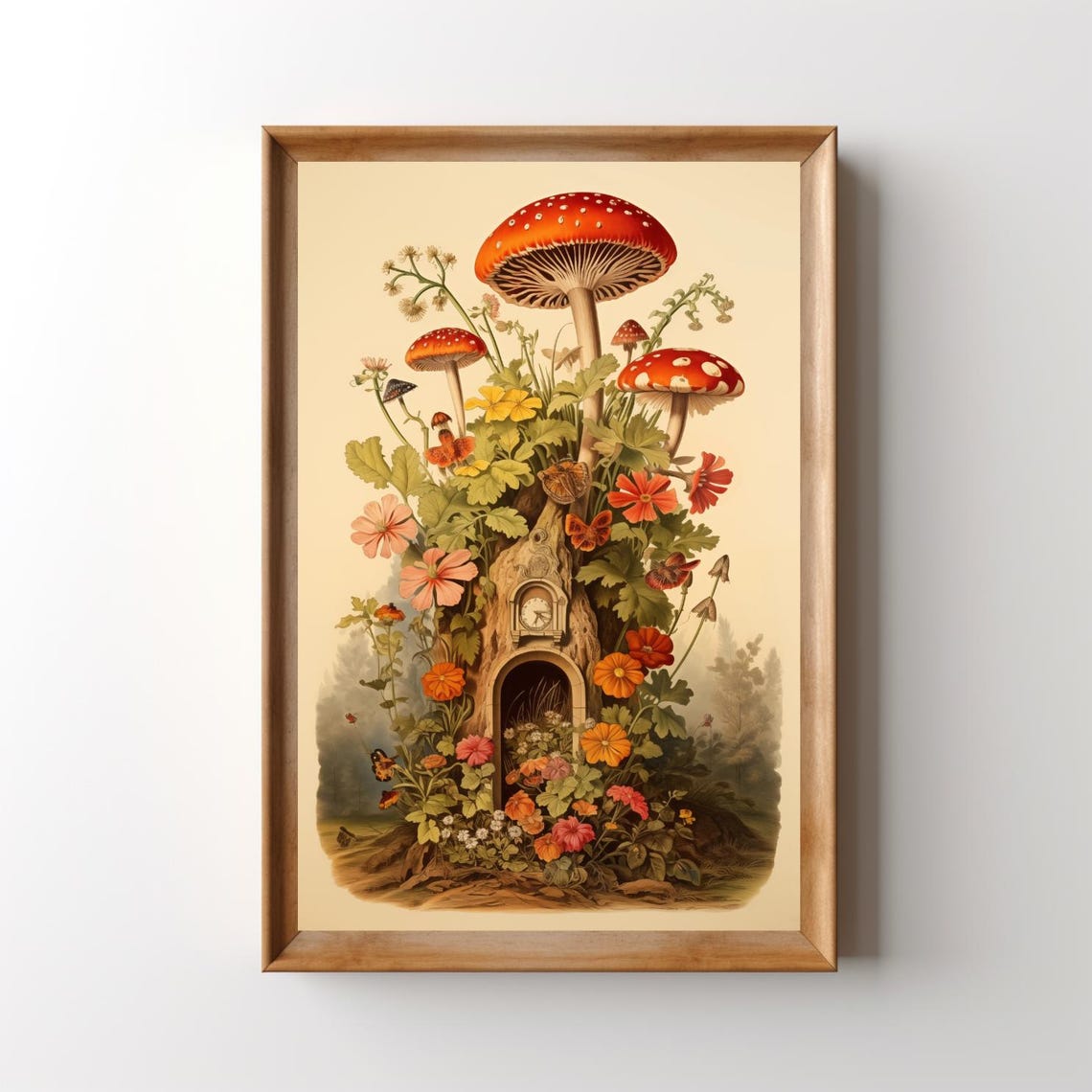 Retro Mushroom Botanical Art Print, Vintage Cottage Decor - Image 3