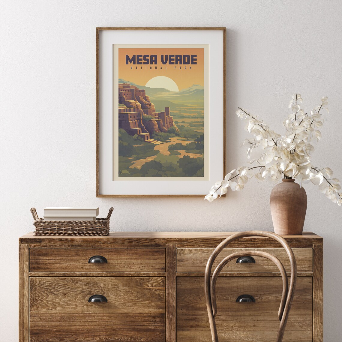 Mesa Verde National Park Ancient Cliff Dwelling Sunset Vintage Poster - Image 3