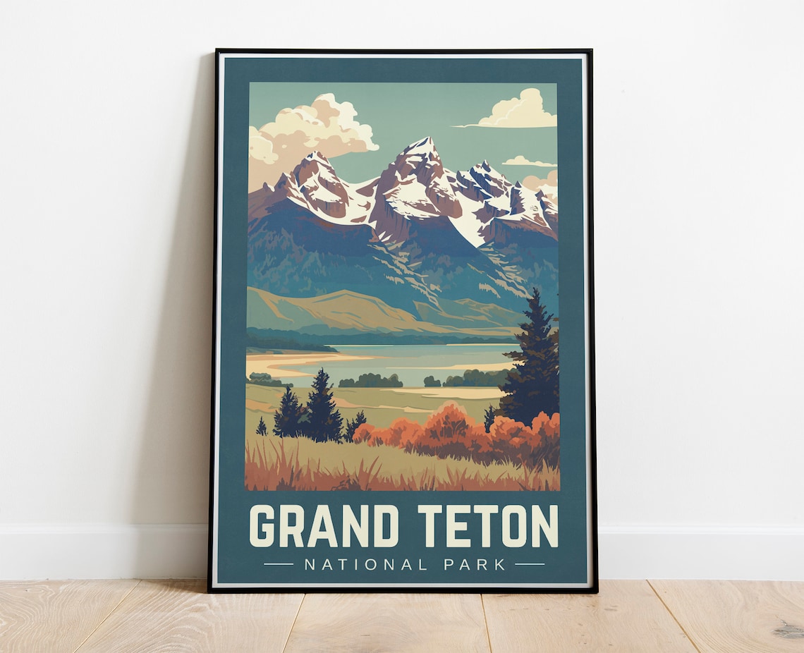 Grand Teton National Park Vintage Travel Poster