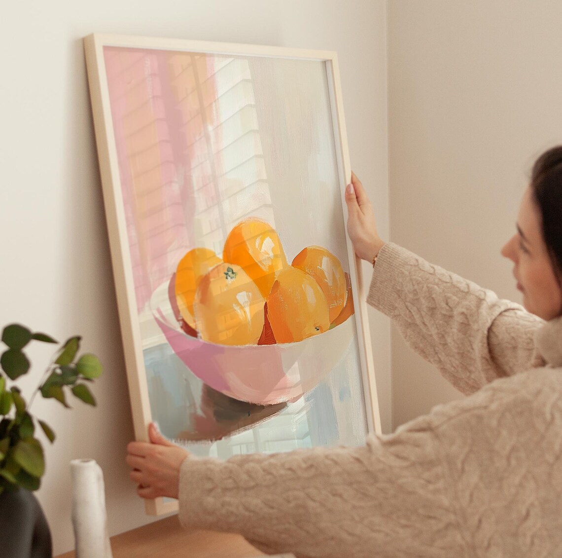 Oranges Acrylic Painting Style Art Print, Pastel Citrus - Image 3
