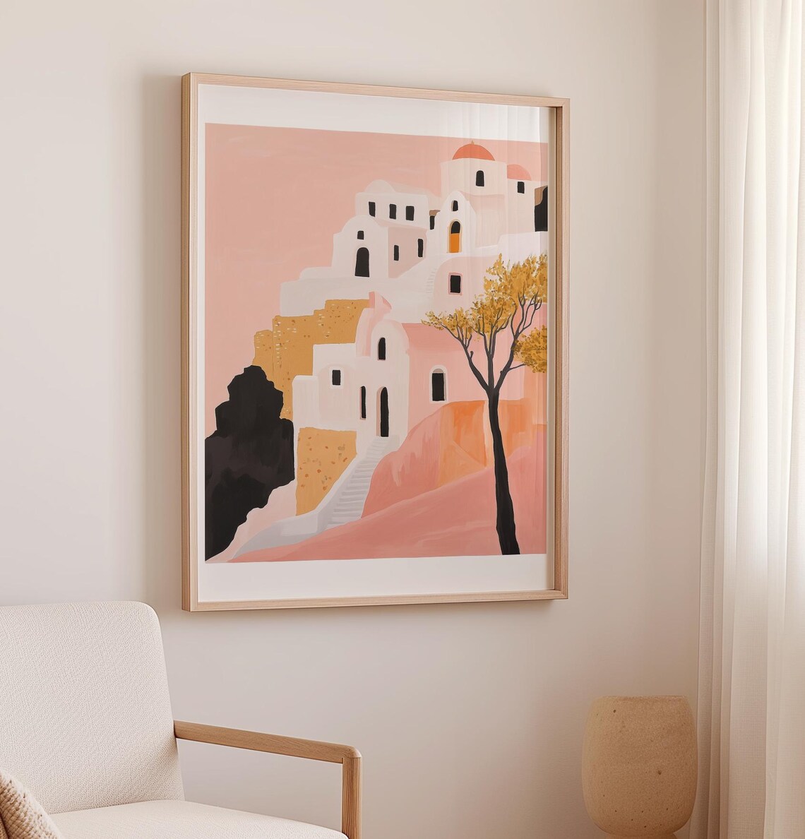 Santorini Greece White Buildings Mediterranean Travel Art Poster - Image 2