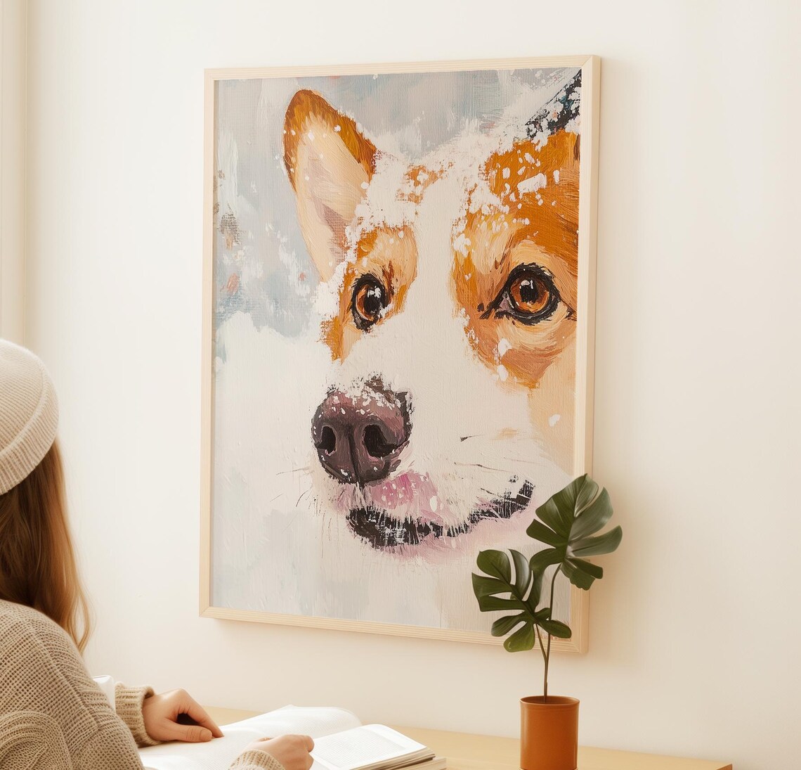 Corgi Snowy Art Print, Vintage Winter Decor - Image 3