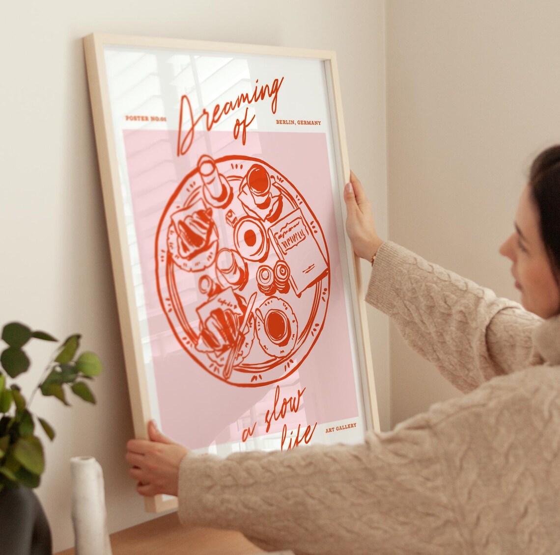 Dreaming Of A Slow Life Print Pink Breakfast Coffee Table Still Life Poster - Image 4