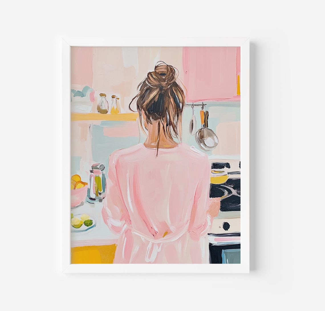 Cute Bakery Print Kitchen Wall Decor Food Art Messy Bun Art Coquette Room Decor Trendy Eclectic Wall Art Still Life