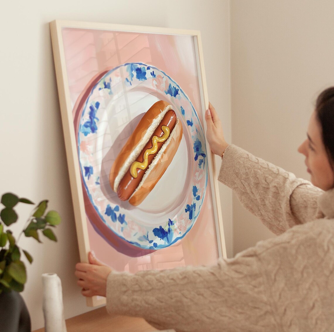 Retro Hot Dog Kitchen Art Print, Trendy Foodie Decor - Image 3