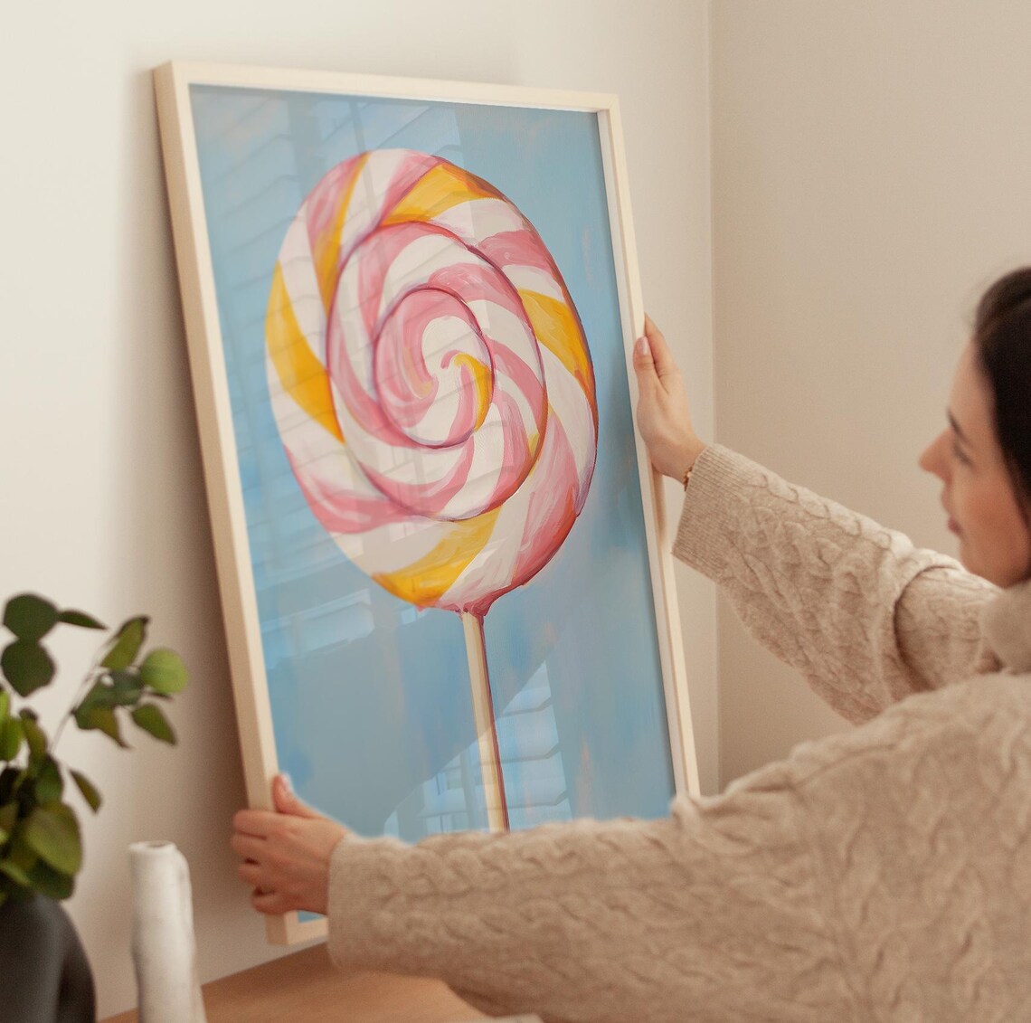 Giant Swirl Lollipop Pink And Yellow Candy Pop Art Kids Poster - Image 3