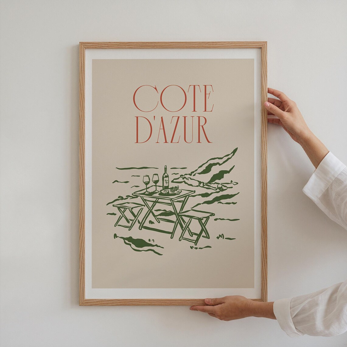French Riviera Coastline Travel Poster, Cote D'Azur