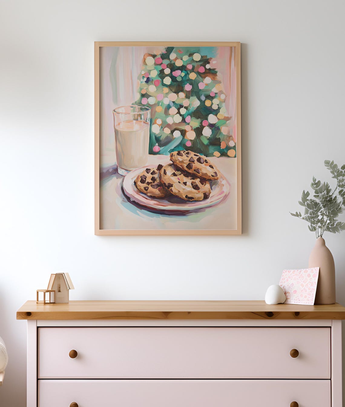 Milk And Cookies For Santa With Christmas Tree Festive Art Poster - Image 2