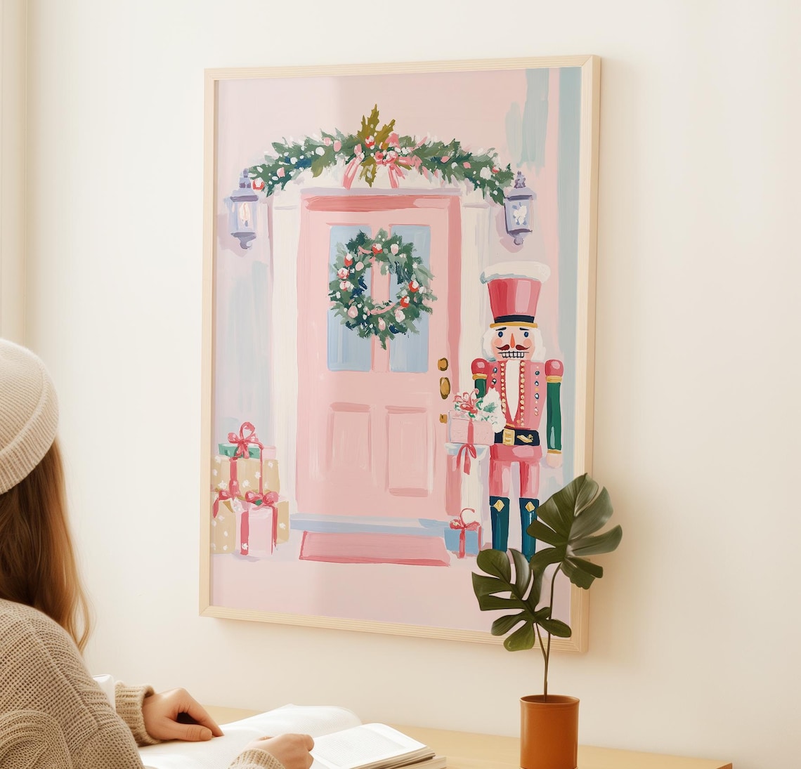 Festive Front Door Christmas Painting Art Print - Image 3