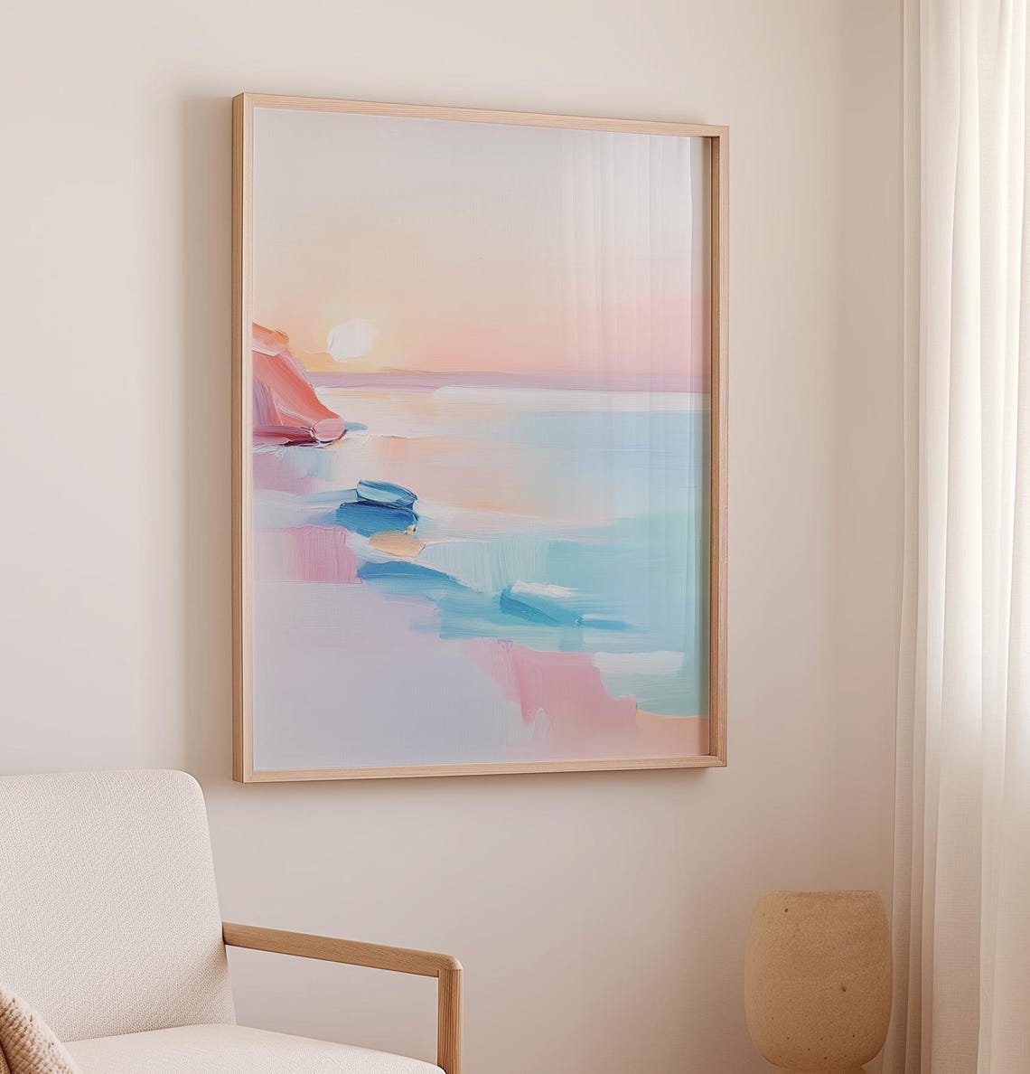 Dreamy Pastel Beach Sunrise Abstract Coastal Ocean Art Poster - Image 2