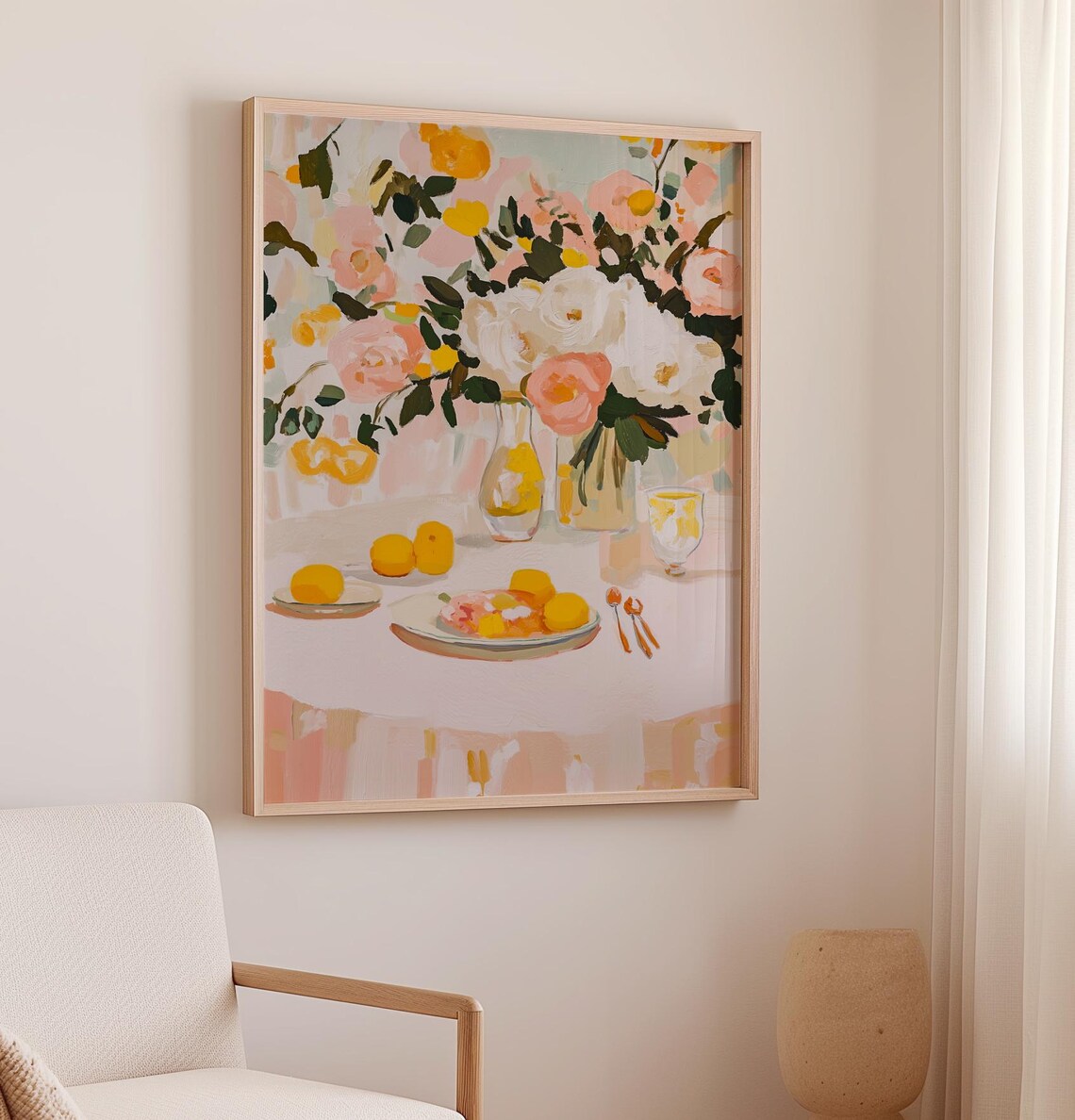 Breakfast Table With Roses And Lemons Still Life Painting Poster - Image 2