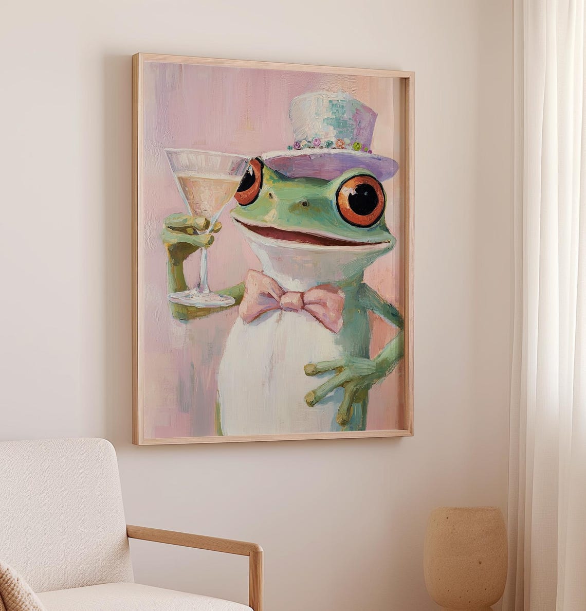 Cheerful Frog In Top Hat And Bow Tie Toasting Champagne Poster - Image 2
