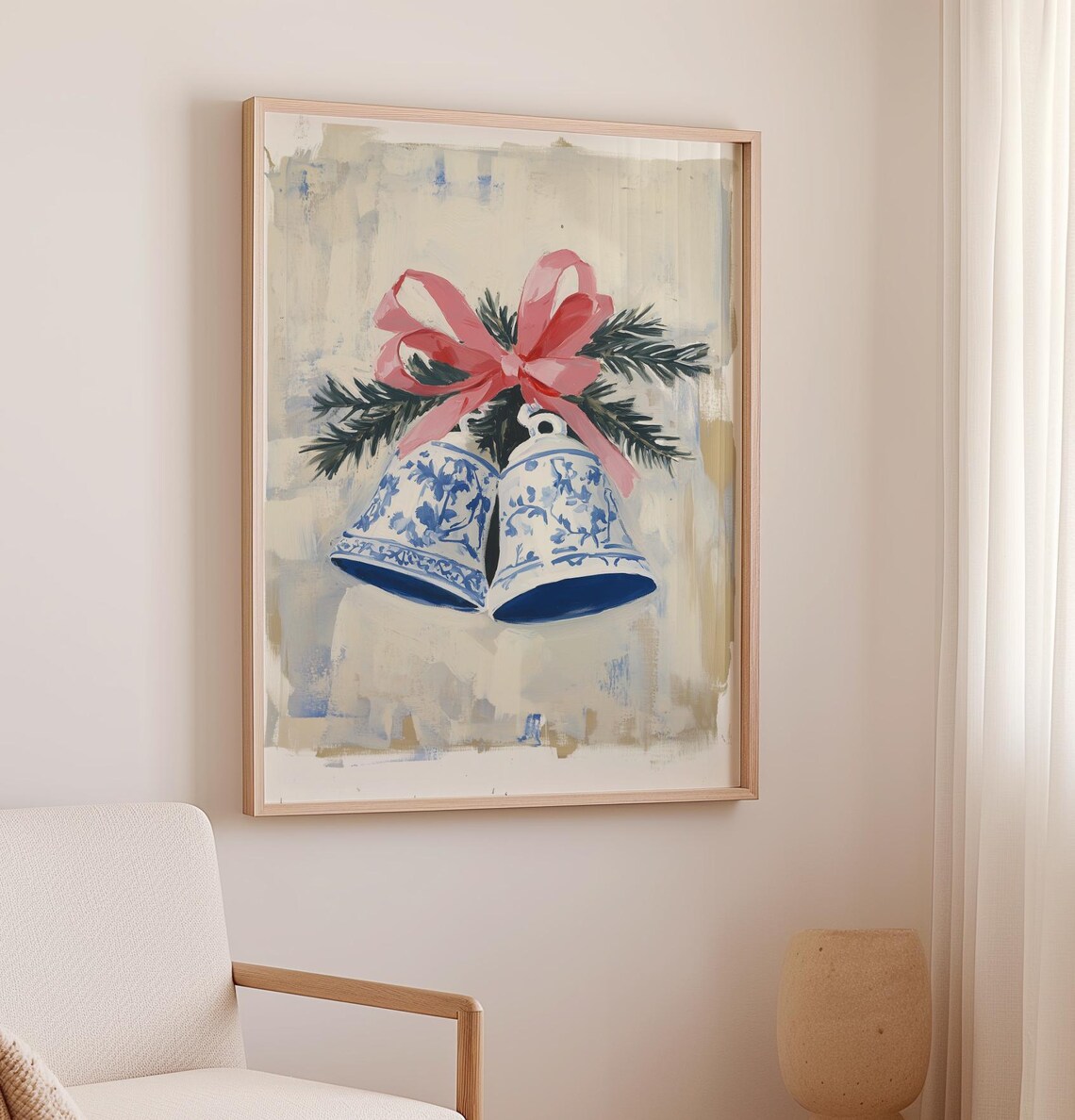 Chinoiserie Christmas Bells Vintage Holiday Art Print - Image 2