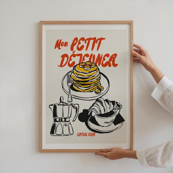 Breakfast Club Poster Pancake Lover Breakfast Art Print Trendy Kitchen Decor Foodie Home Decor Instant Housewarming Gift