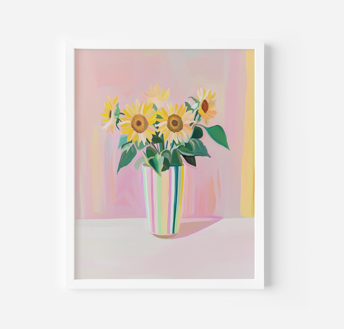 Sunflower Art Print, Bright Floral Nursery Decor
