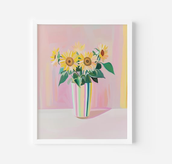 Sunflower Art Print, Bright Floral Nursery Decor