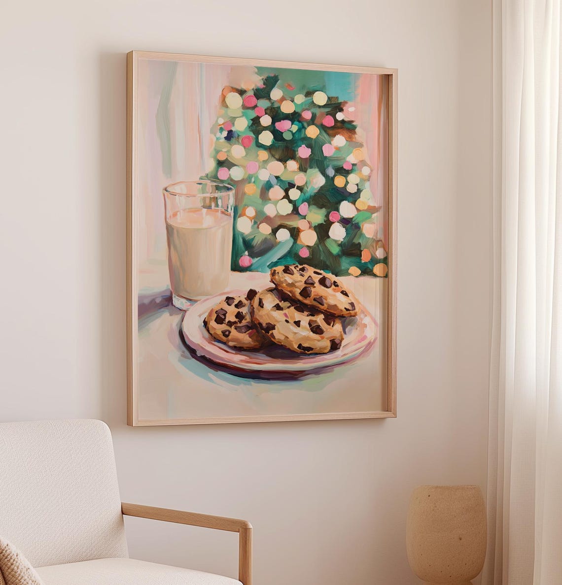 Milk And Cookies For Santa With Christmas Tree Festive Art Poster - Image 3