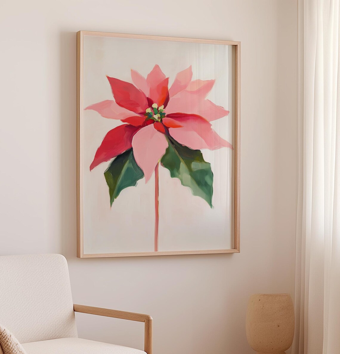 Christmas Poinsettia Art Print, Winter Botanical Decor - Image 2