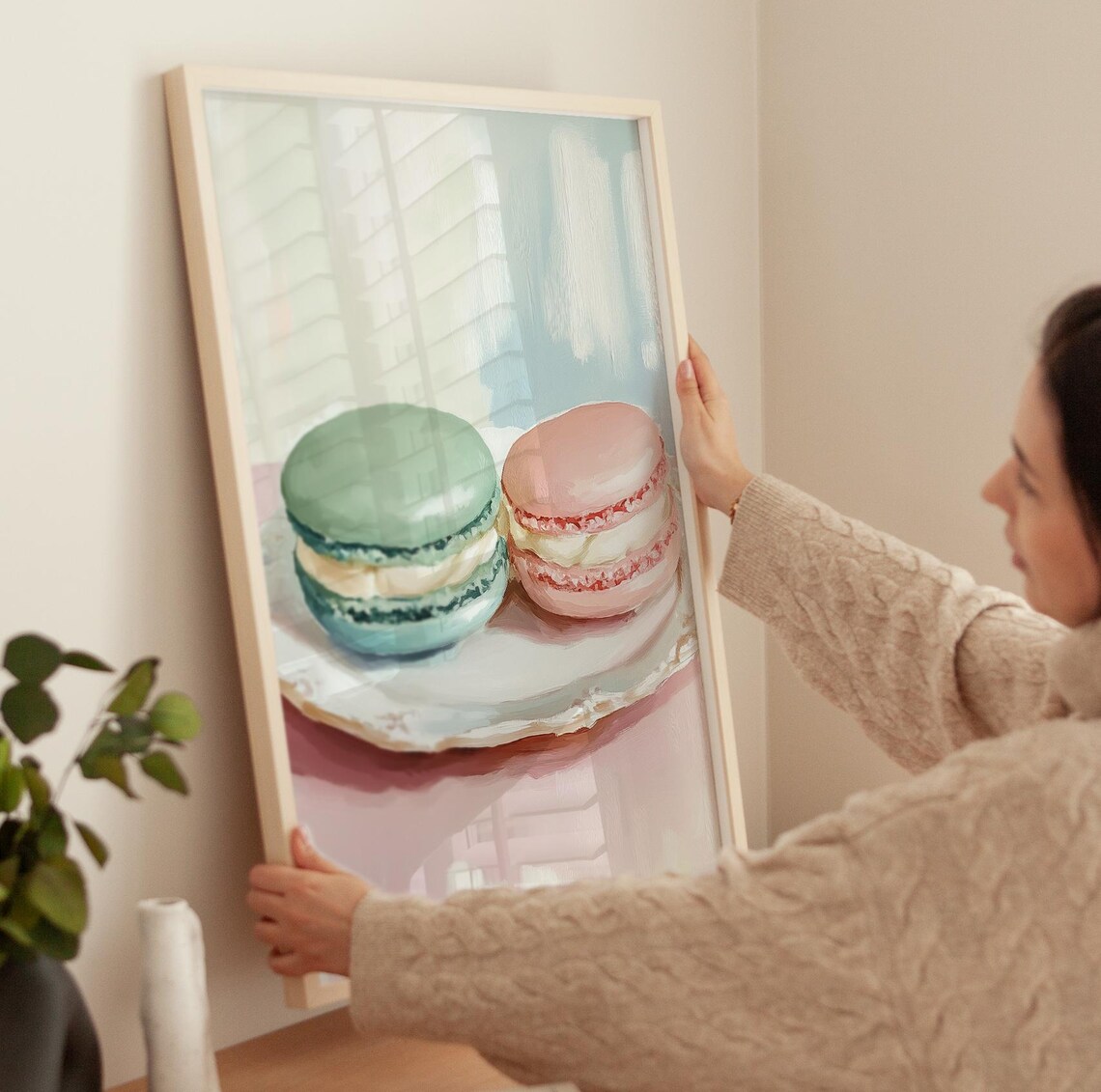 Pastel Macaron Duo Green Pink French Patisserie Sweet Art Print Poster - Image 4