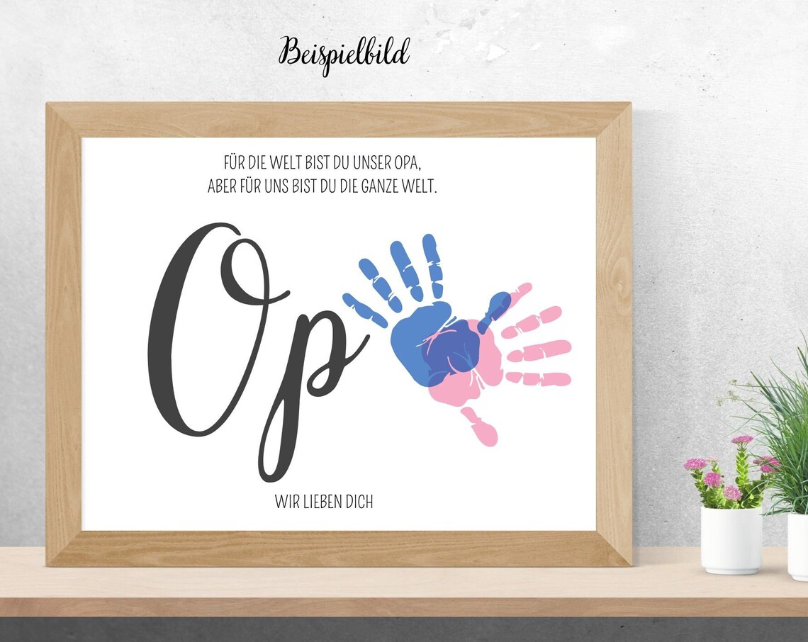 Overlapping Handprint Opa German Grandpa Keepsake Quote Art Poster