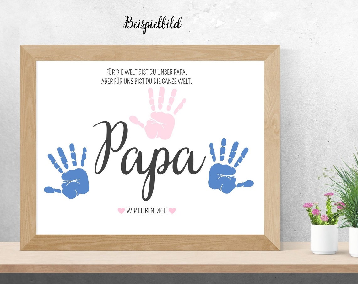 Handprint Papa Script German Father's Day Keepsake Quote Art Poster