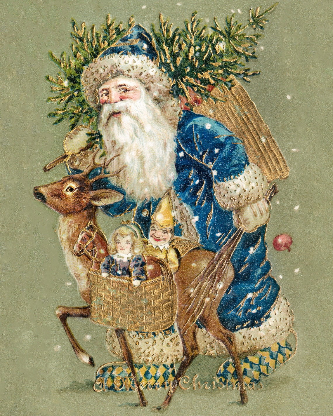 Vintage Santa Claus Retro Holiday Wall Art Print - Image 2