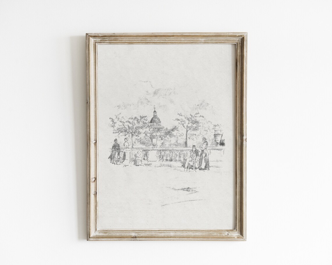 Vintage Sketch of Antique Architecture, Art Print