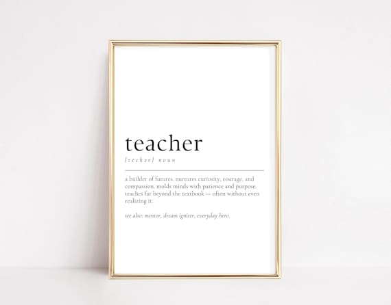 Teacher Definition Minimalist Dictionary Word Art Appreciation Poster