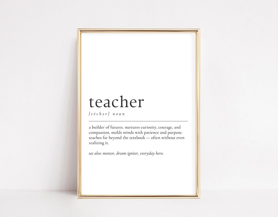 Teacher Definition Minimalist Dictionary Word Art Appreciation Poster