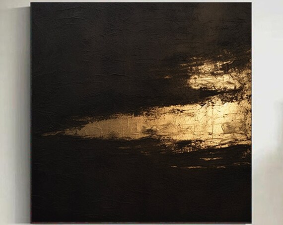 Original Very Black Painting Extra Large Black Painting Extra Black Painting Black Gold Textured Wall Art Large Abstract Paintings On