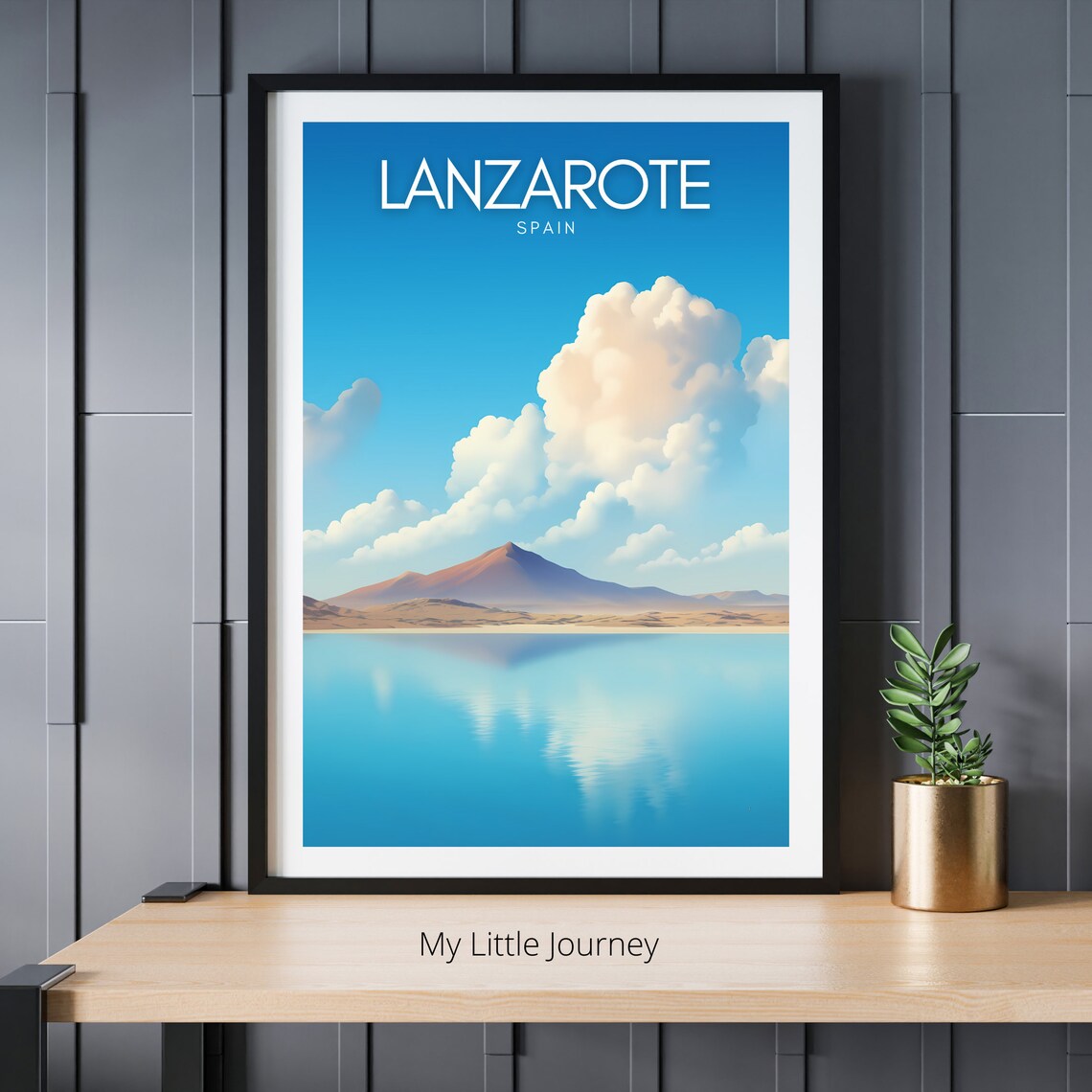 Lanzarote Spain Volcanic Peak Turquoise Sea Minimalist Poster - Image 3