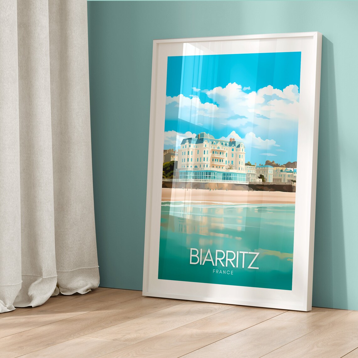 Biarritz France Grand Hotel on the Beach Coastal Travel Poster Art - Image 5