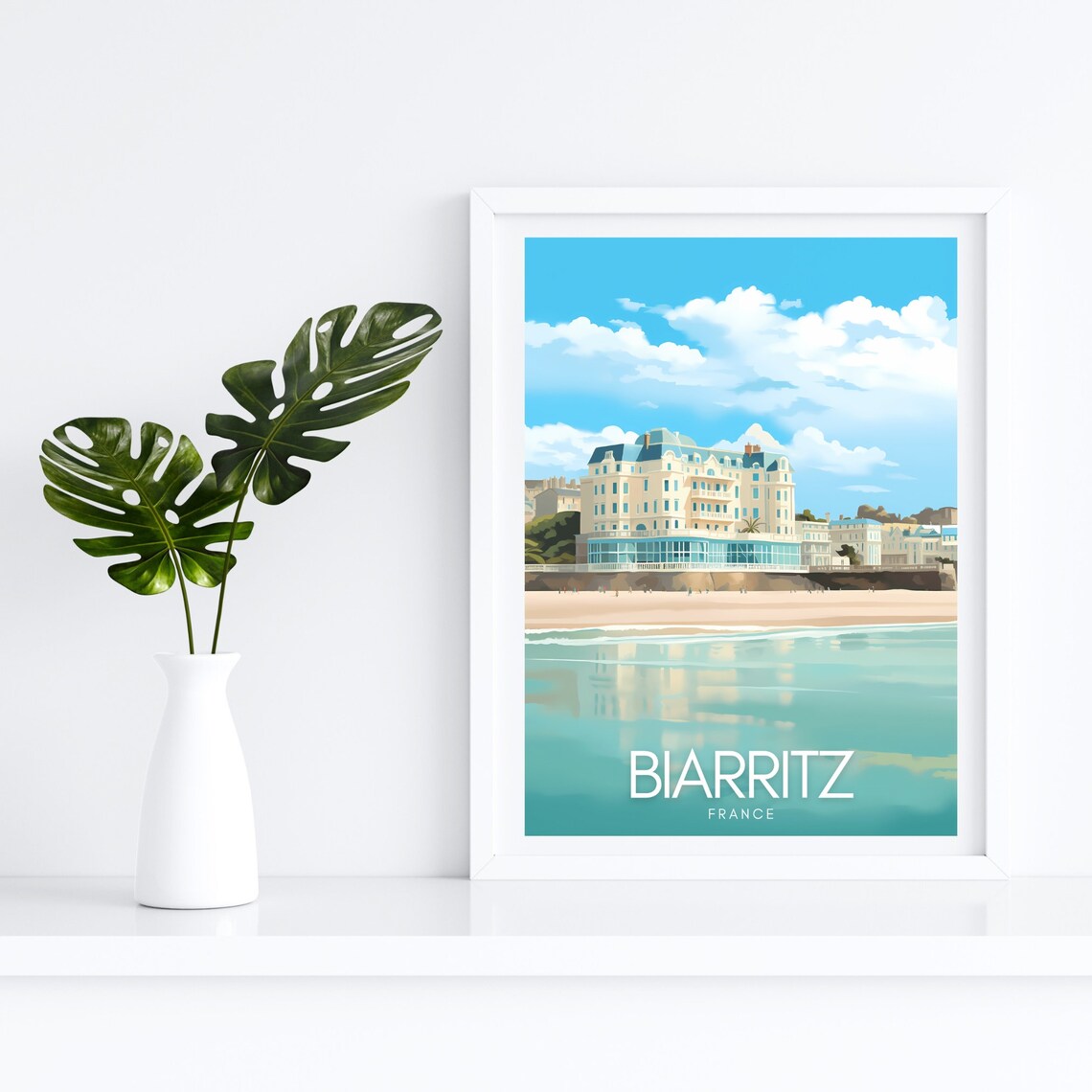 Biarritz France Grand Hotel on the Beach Coastal Travel Poster Art - Image 4