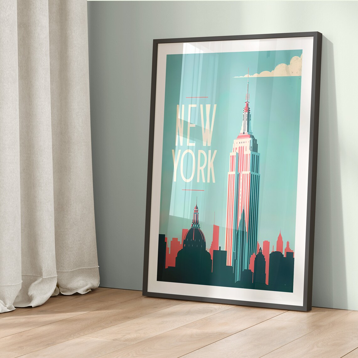 New York City Empire State Building Skyline Retro Travel Poster - Image 5