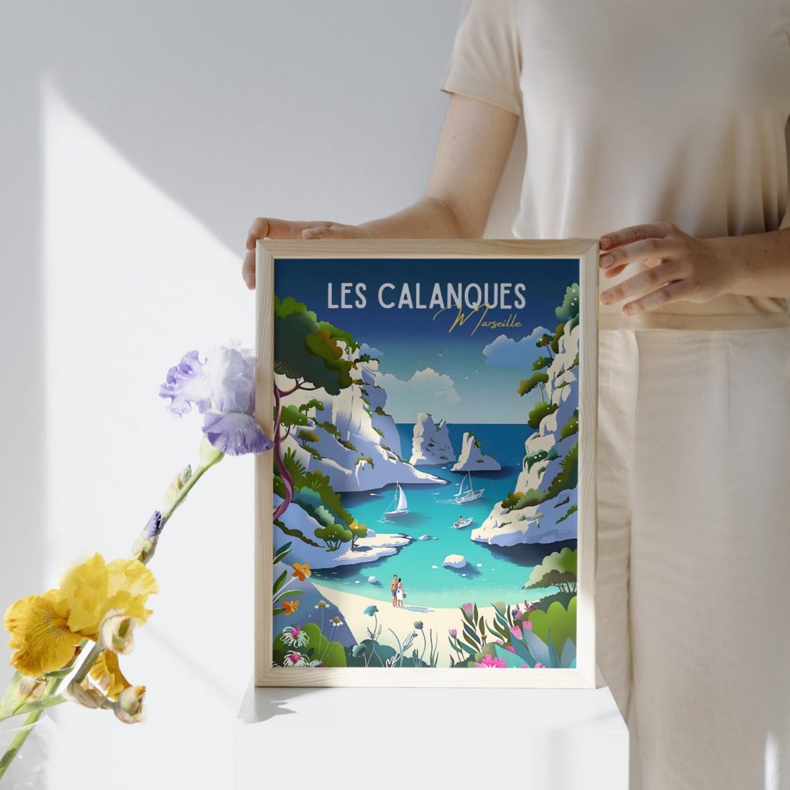 Vintage Calanques Poster Marseille Travel Print French Riviera Art Mediterranean Wall Decor Coastal France Art Gift For Travelers - Image 2