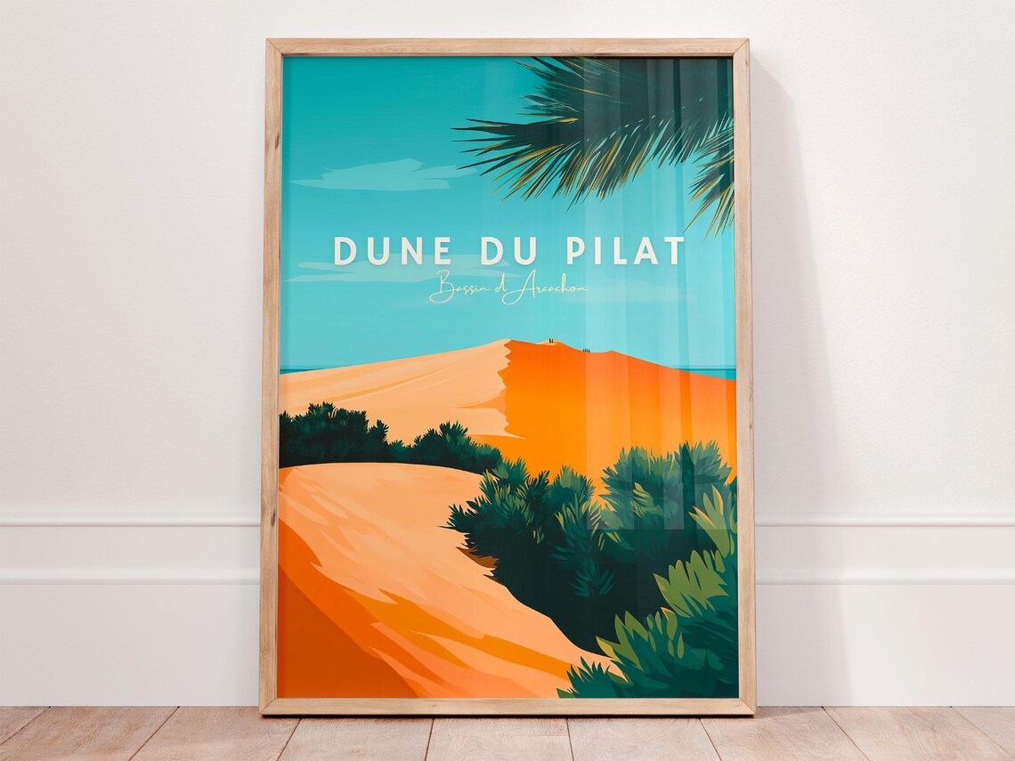 Dune Du Pilat Poster France Wall Art City Prints French Gift Bassin Darcachon Travel Poster Coastal Wall Art