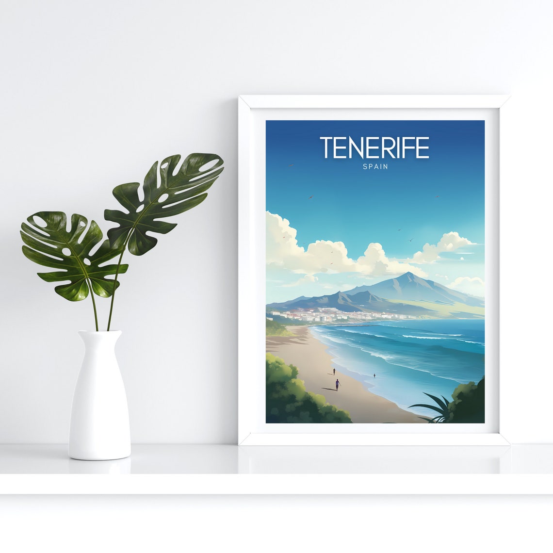 Tenerife Spain Beach and Mountain Canary Islands Travel Poster - Image 4