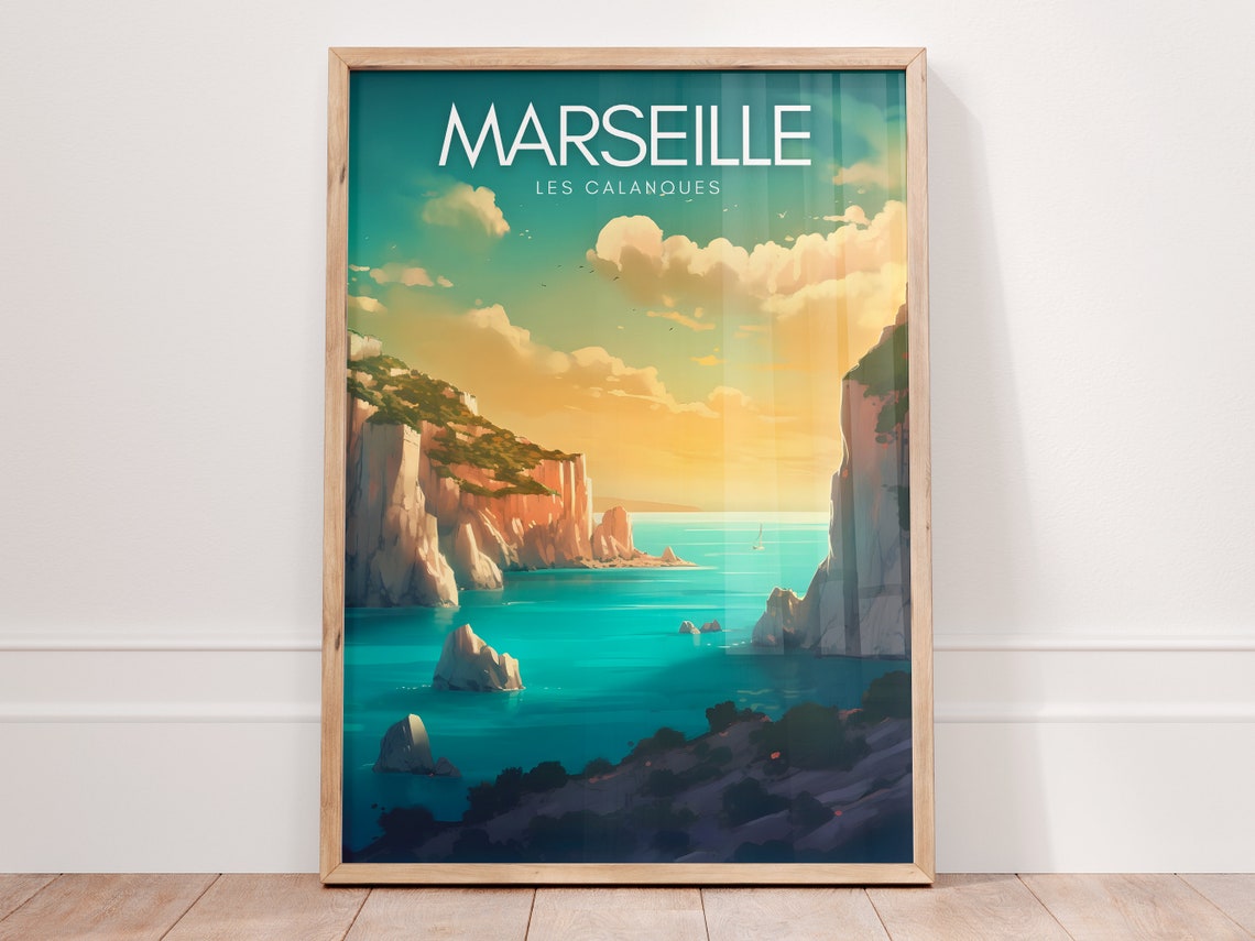 Marseille Les Calanques Sunset Cliffs Turquoise Sea View Poster
