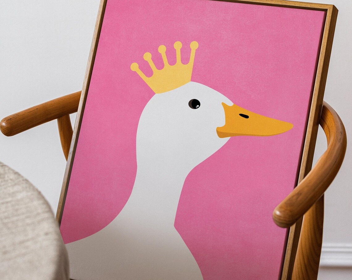 Aesthetic Goose With Crown, Maximalist Wall Art Print - Image 3