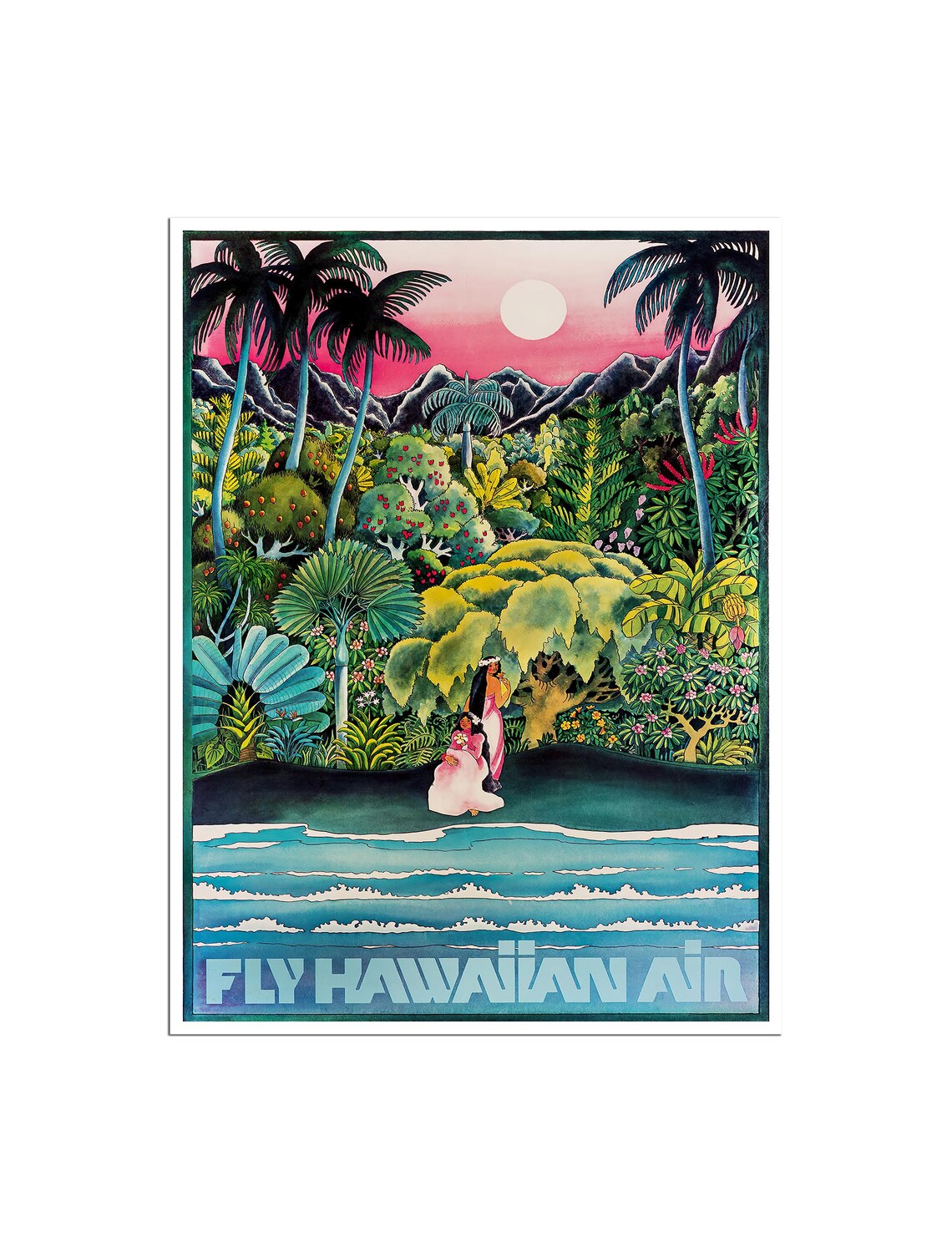 Hawaii Retro Travel Poster, Ocean & Beach Art