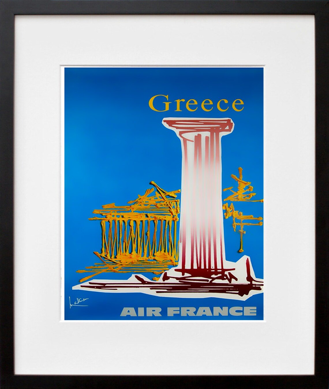 Air France Greece Vintage Airline Parthenon Column Travel Poster - Image 2