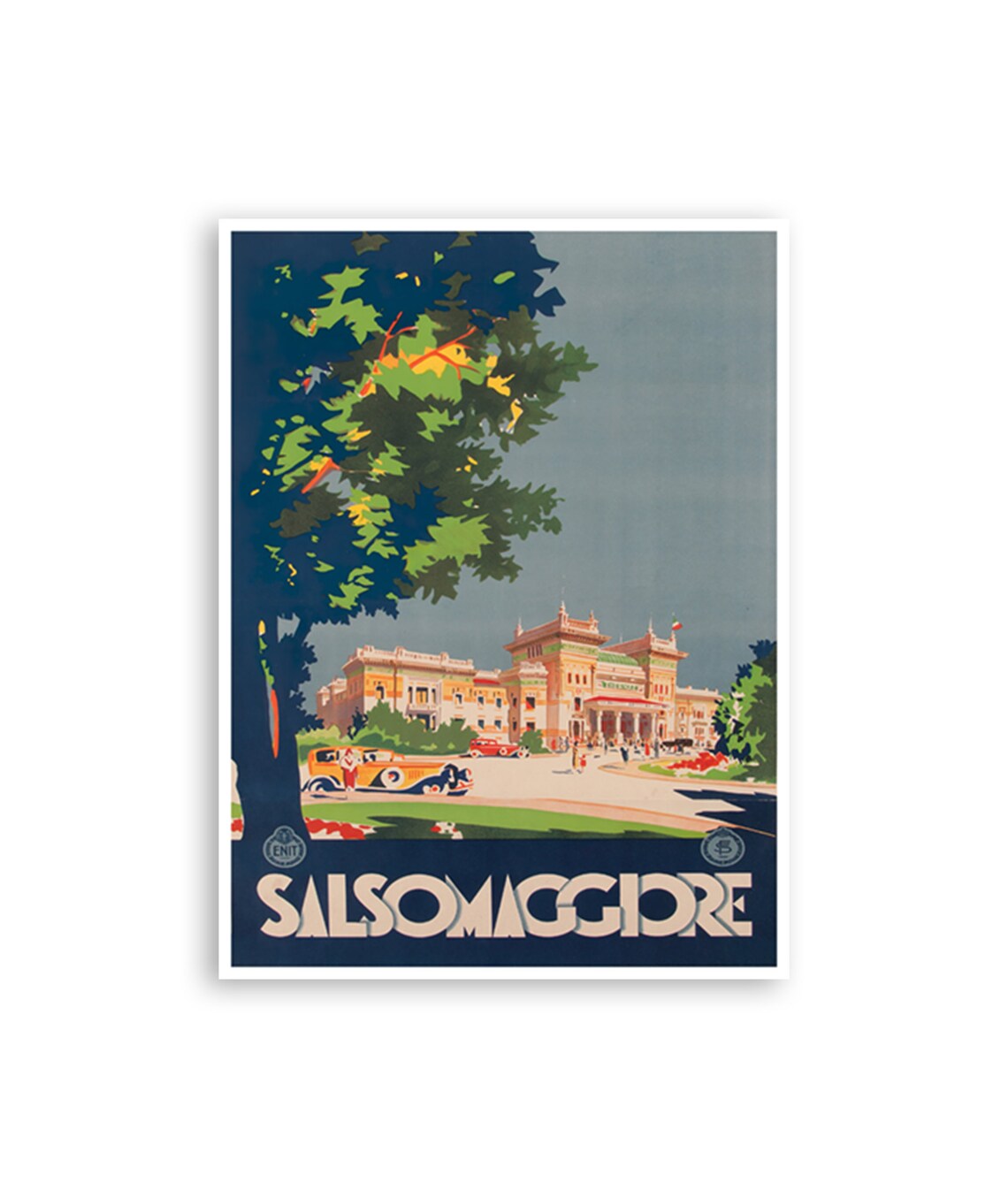 Salsomaggiore Italy Grand Hotel Vintage Cars ENIT Travel Poster