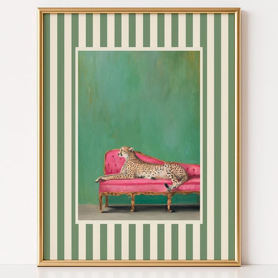 Lounging Leopard Vintage Animal Art Print