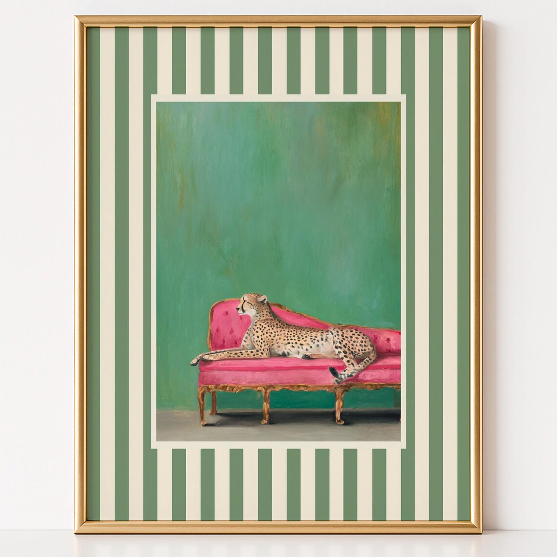 Lounging Leopard Vintage Animal Art Print