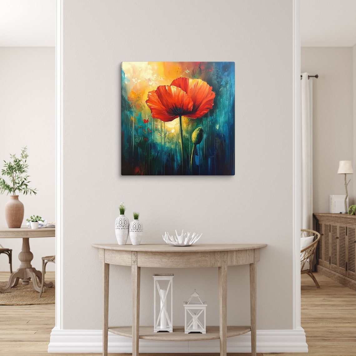 Red Poppy Print Large Painting Print Flower Wall Art Poppy Art Poppy Painting Print Red Wall Art Colorful Living Room Art - Image 2